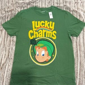 Old Navy Green Tee with Yellow 'Lucky Charms' Graphic